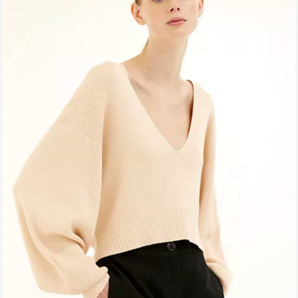 Pink v-neck sweater Aritzia.